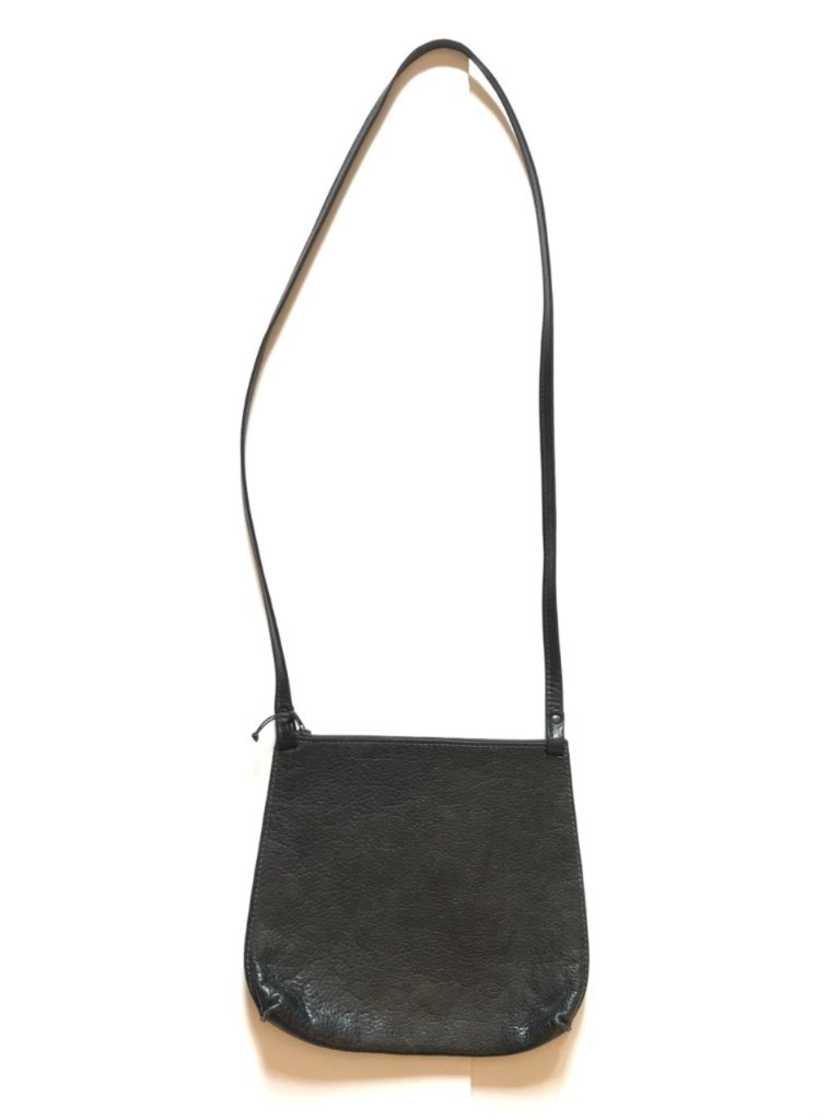 B. May The Strappy Pouch Crossbody Shoulder Bag Purse Womens Black Leather Suede